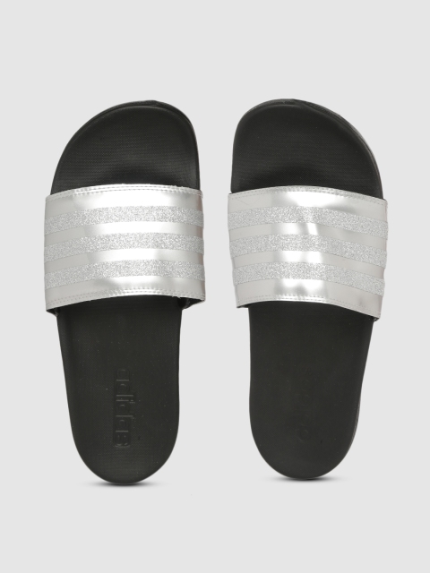

ADIDAS Women Silver Striped Sliders