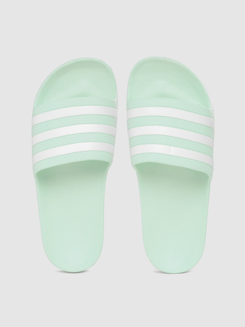 

ADIDAS Women Sea Green & White Striped Sliders