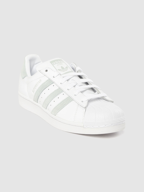 

ADIDAS Originals Women White & Mint Green Superstar Solid Leather Sneakers