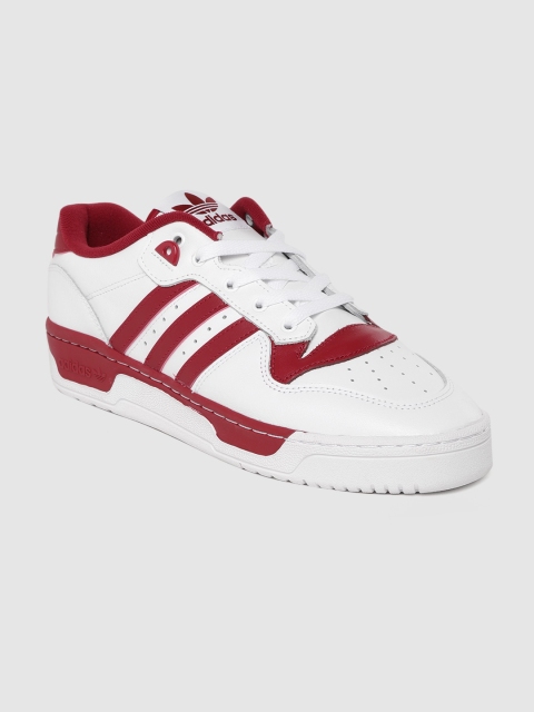 

ADIDAS Originals Men White & Red Perforated Rivalry Low Leather Sneakers