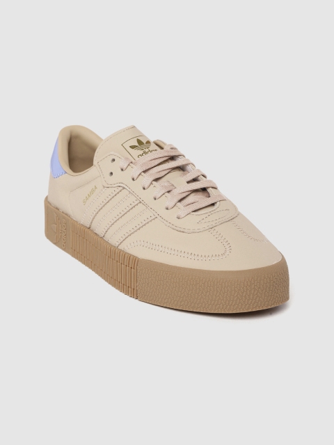 

ADIDAS Originals Women Beige SAMBAROSE Leather Flatform Sneakers