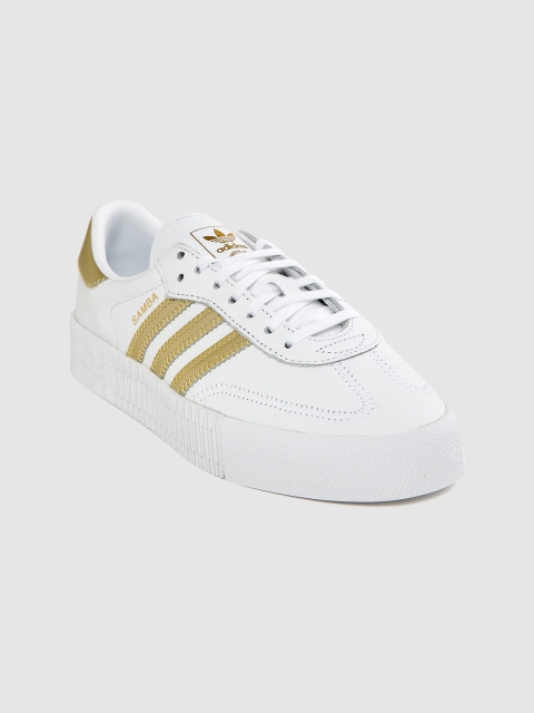 

ADIDAS Originals Women White & Gold-Toned SAMBAROSE Flatform Sneakers