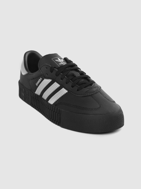 

ADIDAS Originals Women Black & Silver-Toned SAMBAROSE Flatform Sneakers