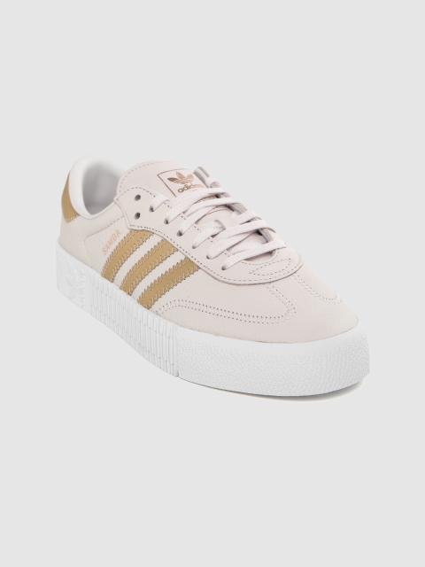 

ADIDAS Originals Women Beige & Gold-Toned SAMBAROSE Flatform Sneakers