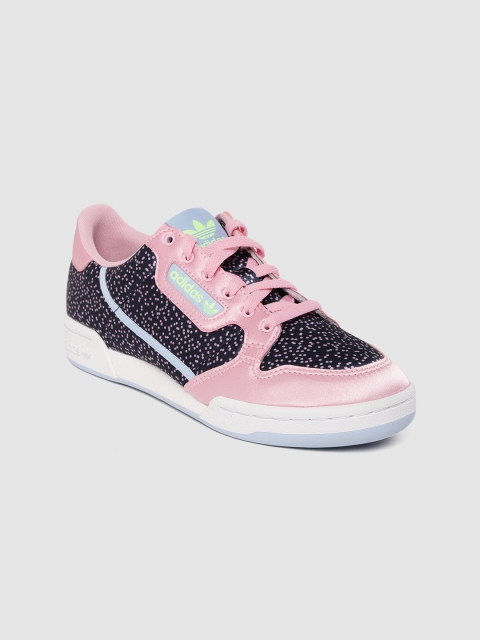 

ADIDAS Originals Women Navy & Pink Continental 80 Printed Satin Sneakers, Navy blue
