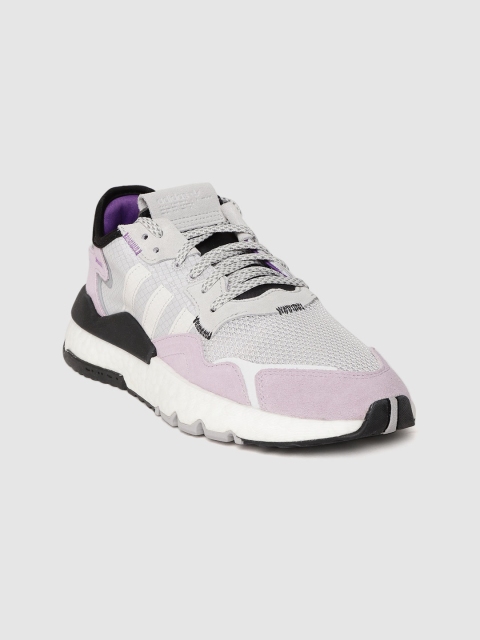 

ADIDAS Originals Women Grey & Lavender Woven Design Nite Jogger Sneakers