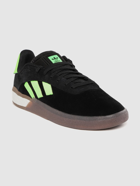 

ADIDAS Men Black & Green 3ST.004 Leather Skateboarding Shoes