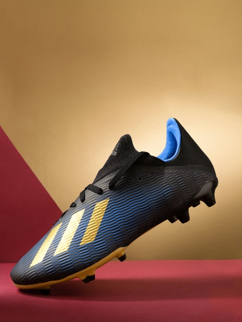 

ADIDAS Men Blue & Black X 19.3 Firm Ground Cleats Printed Football Shoes