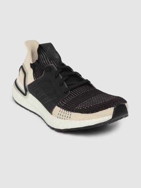 

ADIDAS Men Black & Beige Woven Design Ultra Boost 19 Running Shoes