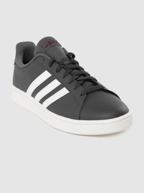 

ADIDAS Men Charcoal Grey Solid Grand Court Base Sneakers