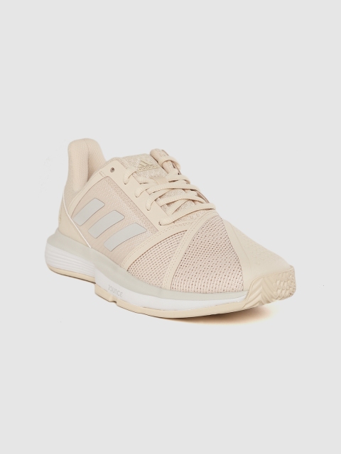 

ADIDAS Women Beige Textured CourtJam Bounce Tennis Shoes