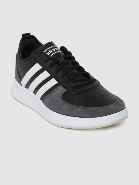 

ADIDAS Men Black & Grey Perforated Court 80s Sneakers
