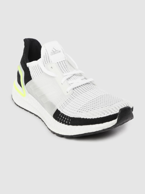 

ADIDAS Men White & Black Ultra Boost 19 Colourblocked & Woven Design Running Shoes