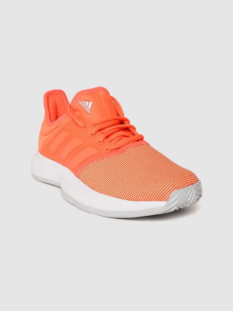 

ADIDAS Women Orange Woven Design Game Court Tennis Shoes