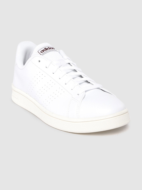 

ADIDAS Men White Perforated Advantage Base Leather Sneakers