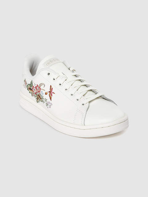 

ADIDAS Women White Printed Advantage Leather Sneakers