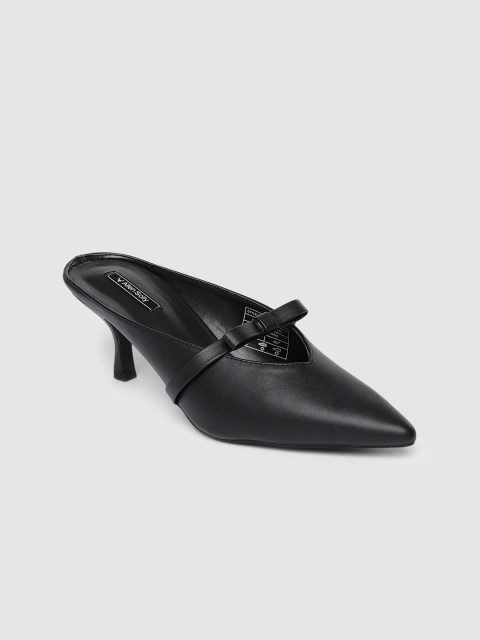 

Allen Solly Women Black Solid Leather Mules