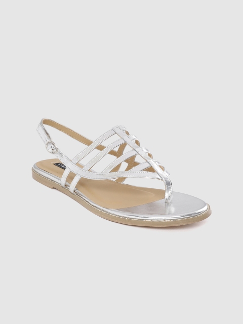 

Allen Solly Women Silver-Toned Cut-Out Open Toe Flats