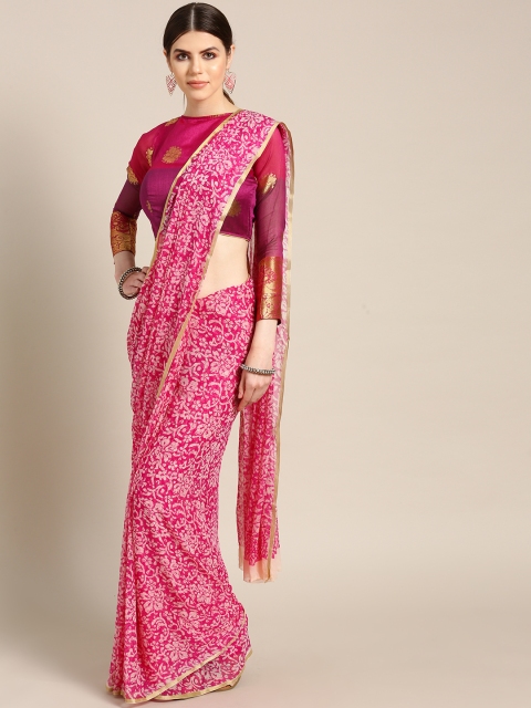 

Chhabra 555 Pink & Off-White Printed Saree