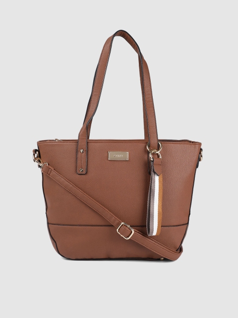 

CERIZ Tan Brown Textured Shoulder Bag