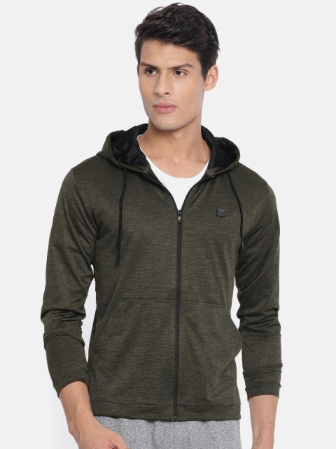 

Proline Active Men Olive Green Solid Hooded Sweatshirt