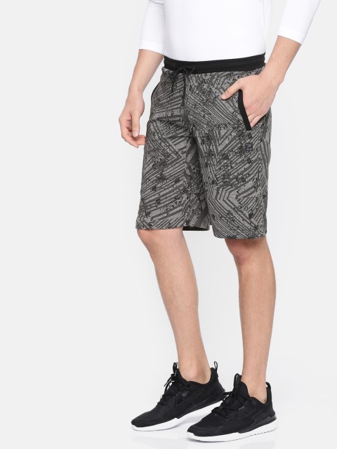 

Proline Active Men Grey Melange & Black Printed Regular Fit Regular Shorts