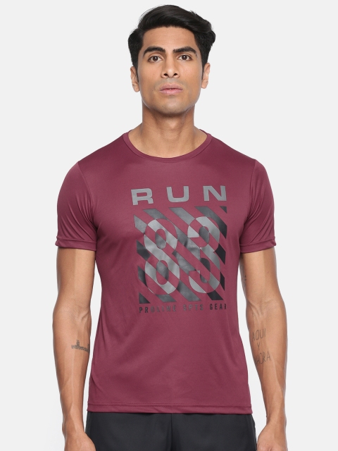 

Proline Active Men Burgundy Printed Round Neck T-shirt