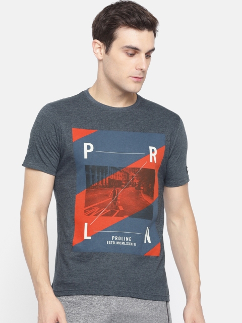 

Proline Active Men Navy Blue & Red Printed Round Neck Comfort Fit T-shirt