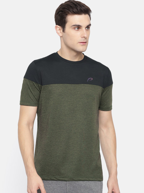 

Proline Active Men Olive Green & Black Printed Round Neck Comfort Fit Instacool T-shirt