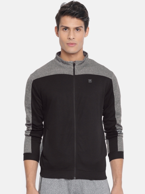 

Proline Active Men Black & Grey Melange Colourblocked Sweatshirt