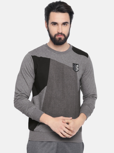 

Proline Active Men Grey Melange & Black Colourblocked Sweatshirt