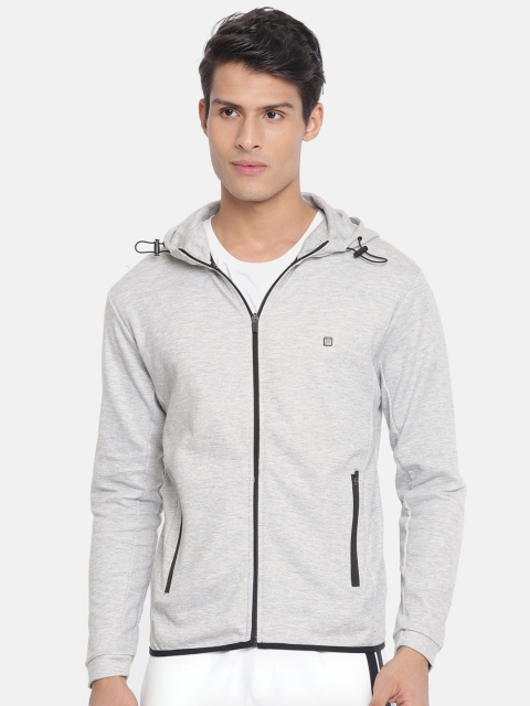 

Proline Active Men Grey Melange Solid Hooded Sweatshirt