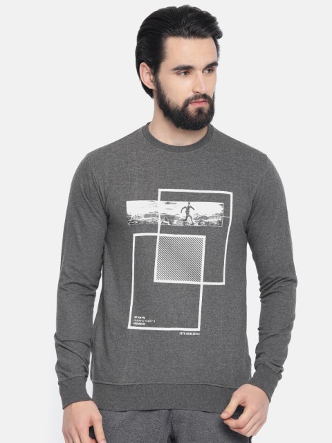 

Proline Active Men Charcoal Melange Printed Sweatshirt