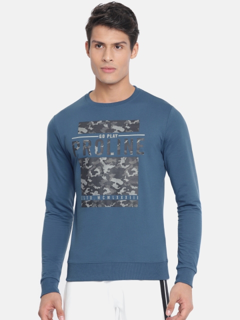 

Proline Active Men Teal Blue Printed Sweatshirt