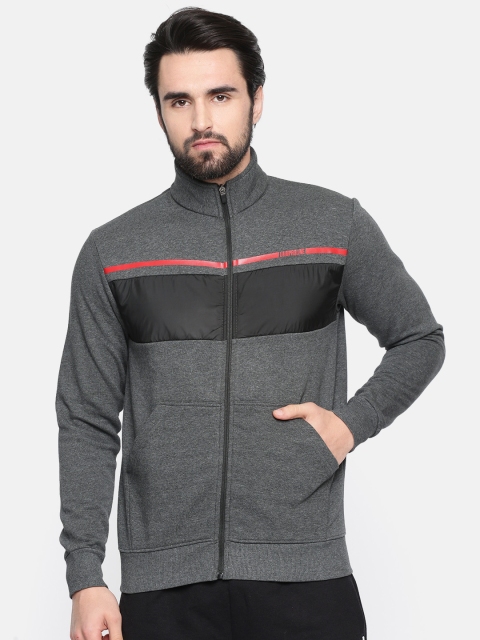 

Proline Active Men Charcoal Grey & Balck Colourblocked Comfort Fit Sweatshirt