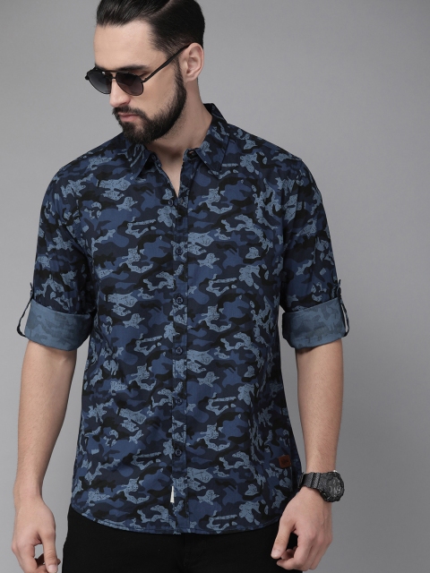 

Roadster Men Navy Blue Regular Fit Camouflage Printed Casual Shirt