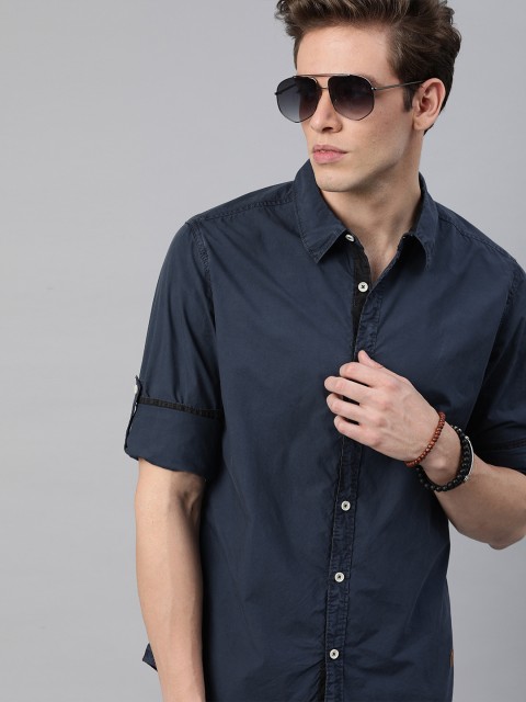 

Roadster Men Navy Blue Regular Fit Solid Casual Shirt