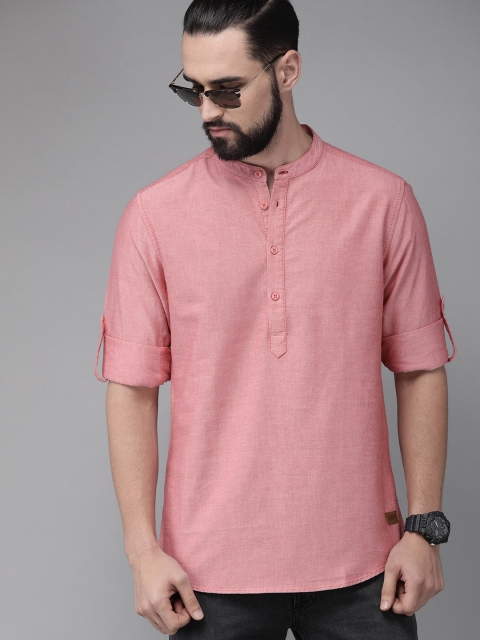 

Roadster Men Pink Regular Fit Self Design Casual Shirt