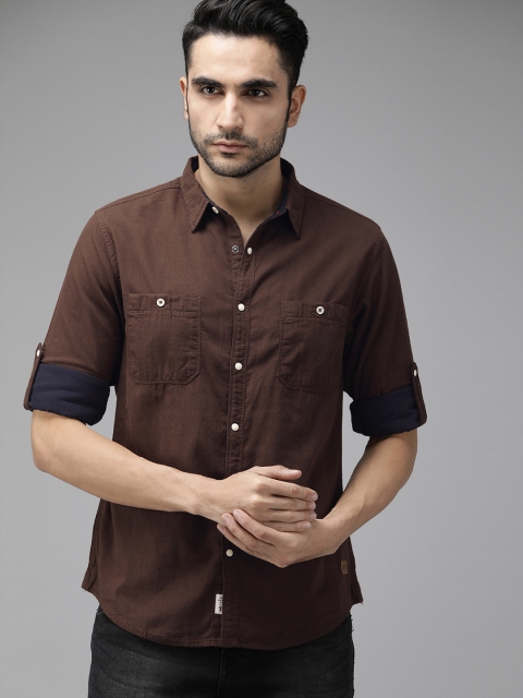 

The Roadster Lifestyle Co Men Brown Regular Fit Solid Casual Shirt
