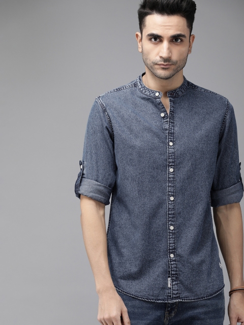 

Roadster Men Blue Regular Fit Faded Casual Denim Shirt