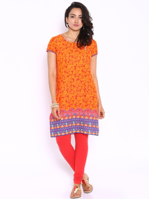 

Aurelia Orange & Yellow Printed Kurta