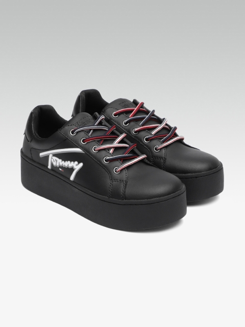 

Tommy Hilfiger Women Black Leather Sneakers