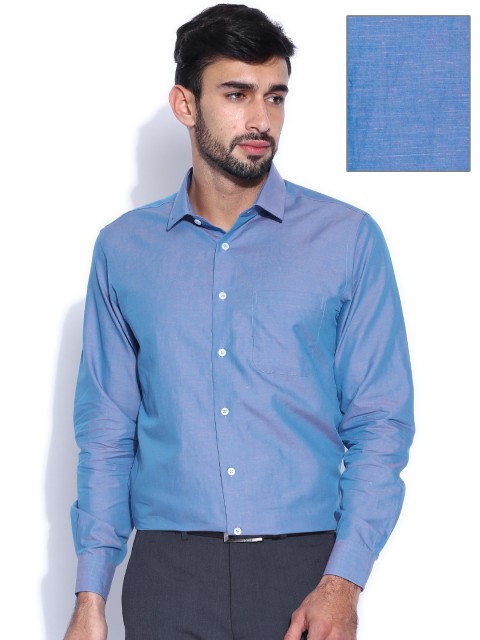 

Peter England Blue Slim Linen Shirt