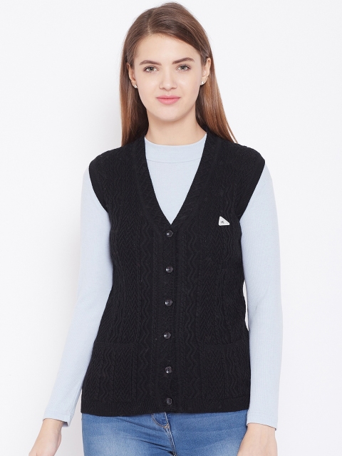 

Monte Carlo Women Black Self Design Cardigan