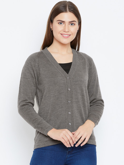 

Monte Carlo Women Taupe Solid Woollen Cardigan