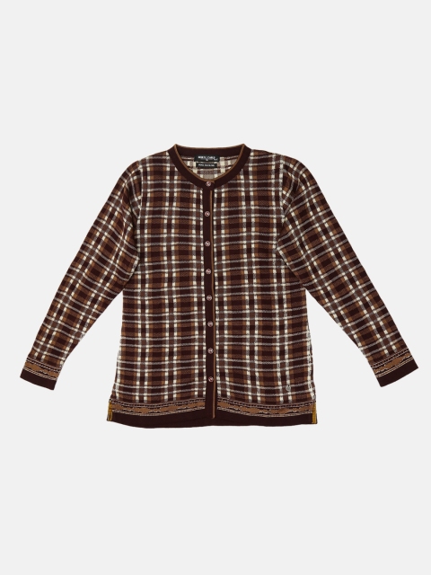 

Monte Carlo Women Brown & Beige Checked Cardigan Sweater