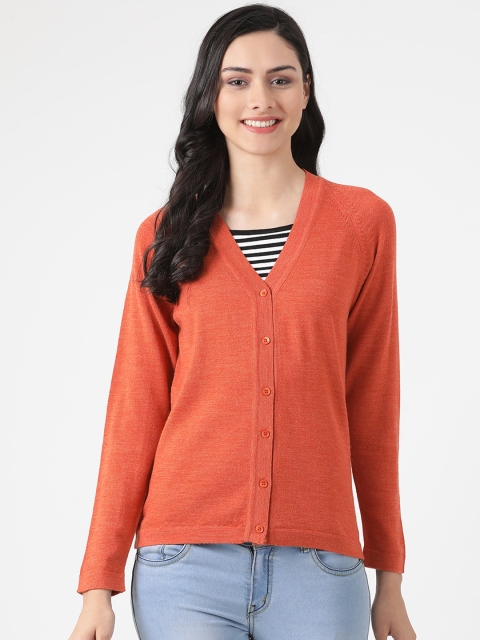 

Monte Carlo Women Rust Orange Wool Solid Cardigan