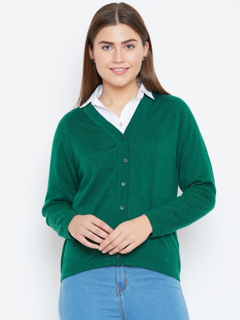 

Monte Carlo Women Green Solid Woollen Cardigan
