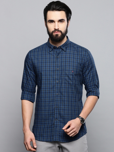 

Louis Philippe Sport Men Navy Blue & Grey Super Slim Fit Checked Casual Shirt