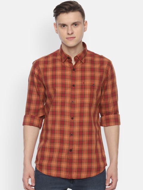 

Louis Philippe Sport Men Red & Orange Super Slim Fit Checked Casual Shirt
